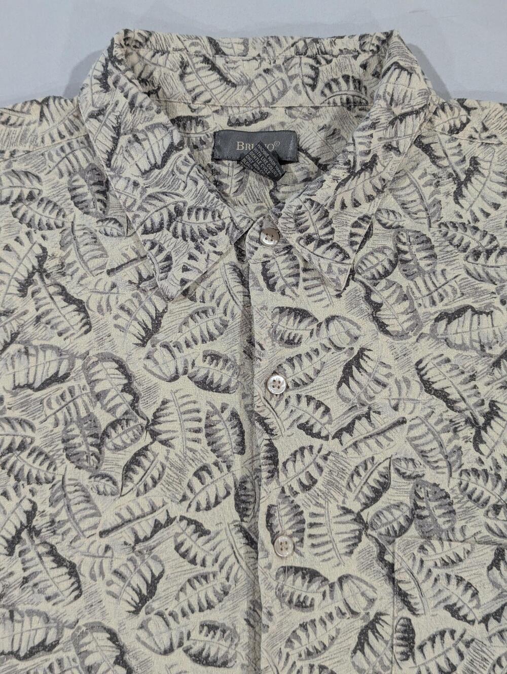 Bruno Shirt Mens 4XLT Beige Floral Short Sleeve 100% Silk Button Up Tropical
